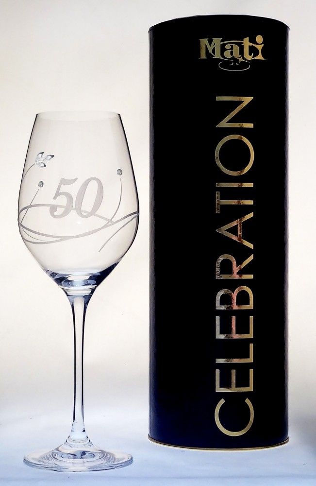   Üveg pohár 50 éves gravírral